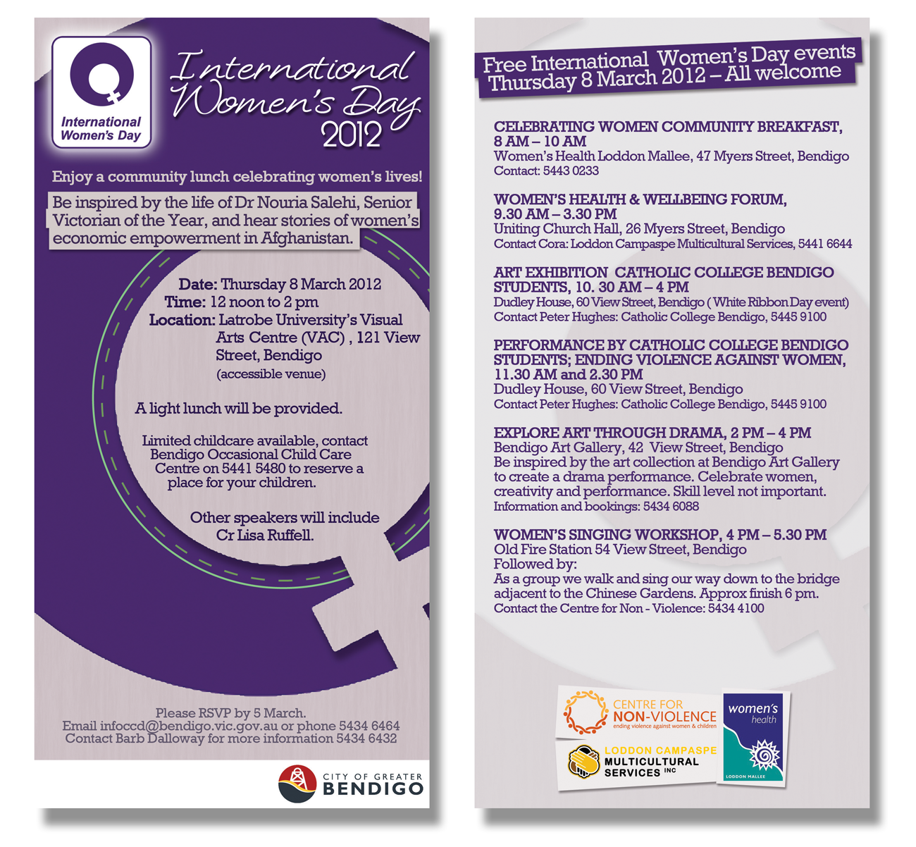  DL Flyer to promote events running during International Women's Day.&nbsp; 