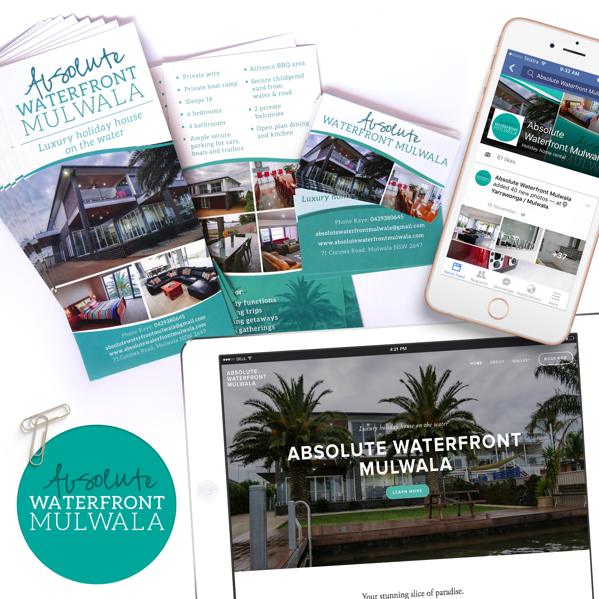  Flyer, website, business card and logo design for Absolute Waterfront Mulwala.&nbsp; 
