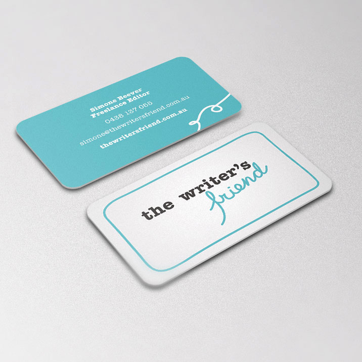  Rounded business card design for The Writer's Friend. 