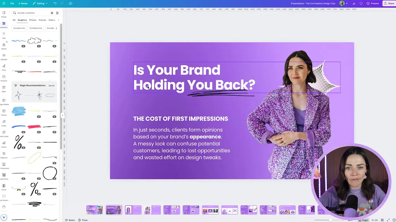 Adjusting text size, spacing and adding brand elements like butterflies
