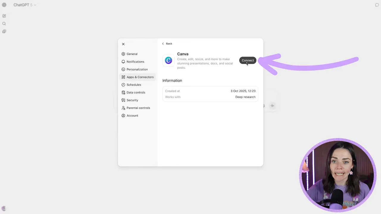 ChatGPT prompting to connect Canva to allow editable designs