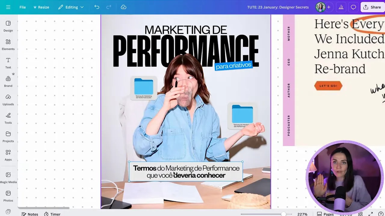 Canva editor screenshot showing layered elements supporting a main focal point