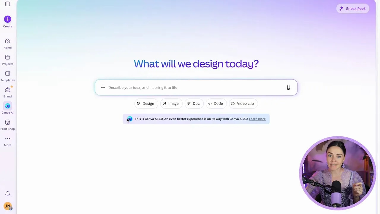 Canva AI screen with a prompt box and arrow pointing to the input area for activation text