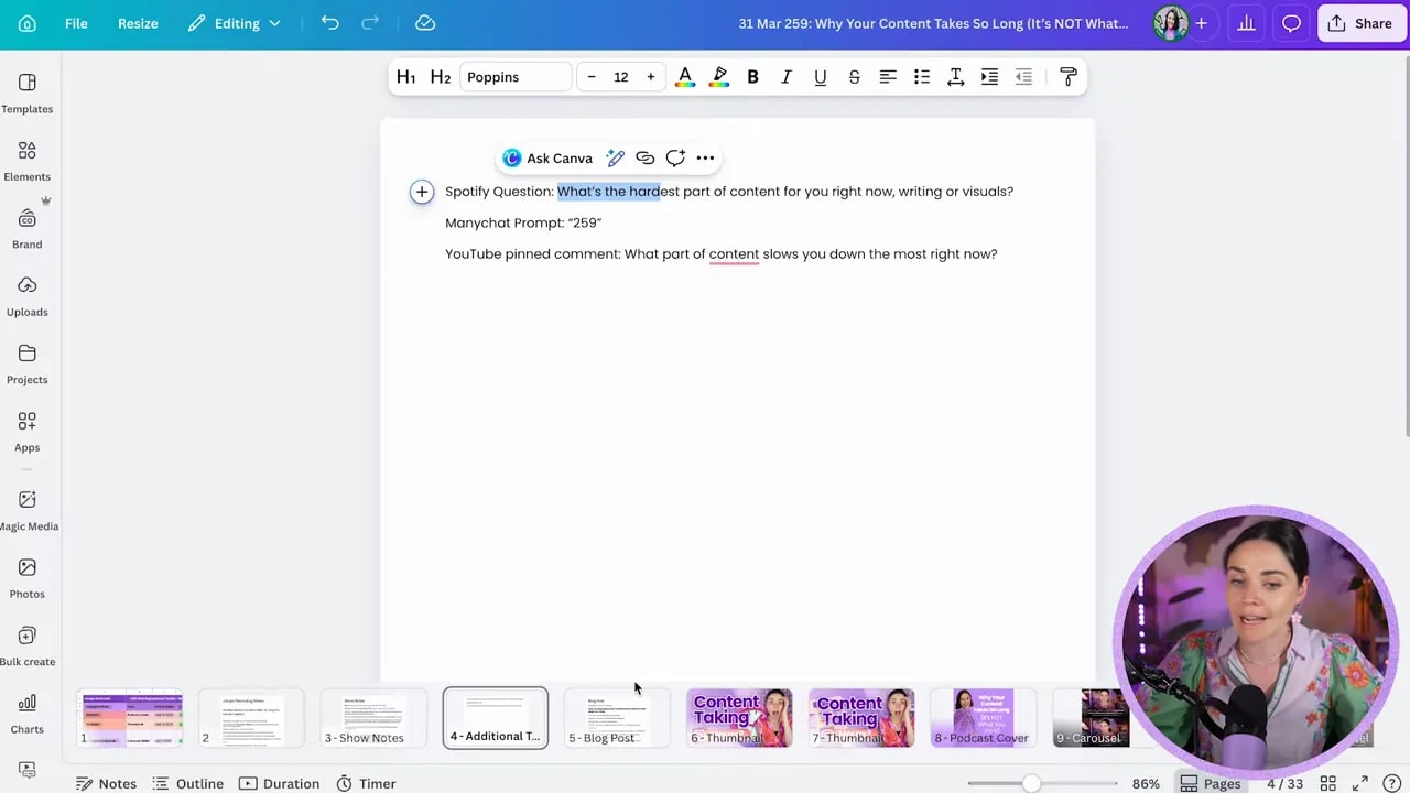 Canva doc page titled Blog Post with paragraphs and headings