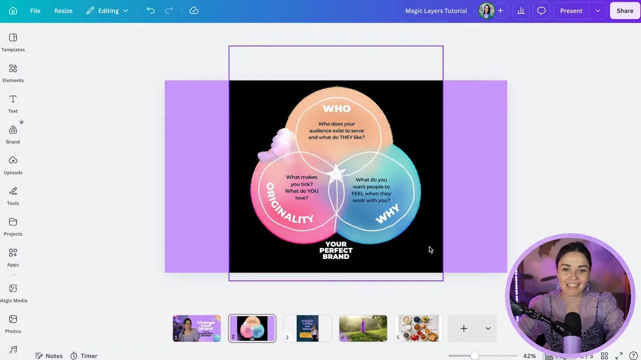 Canva editor showing a graphic on a black reconstructed background after processing a transparent image