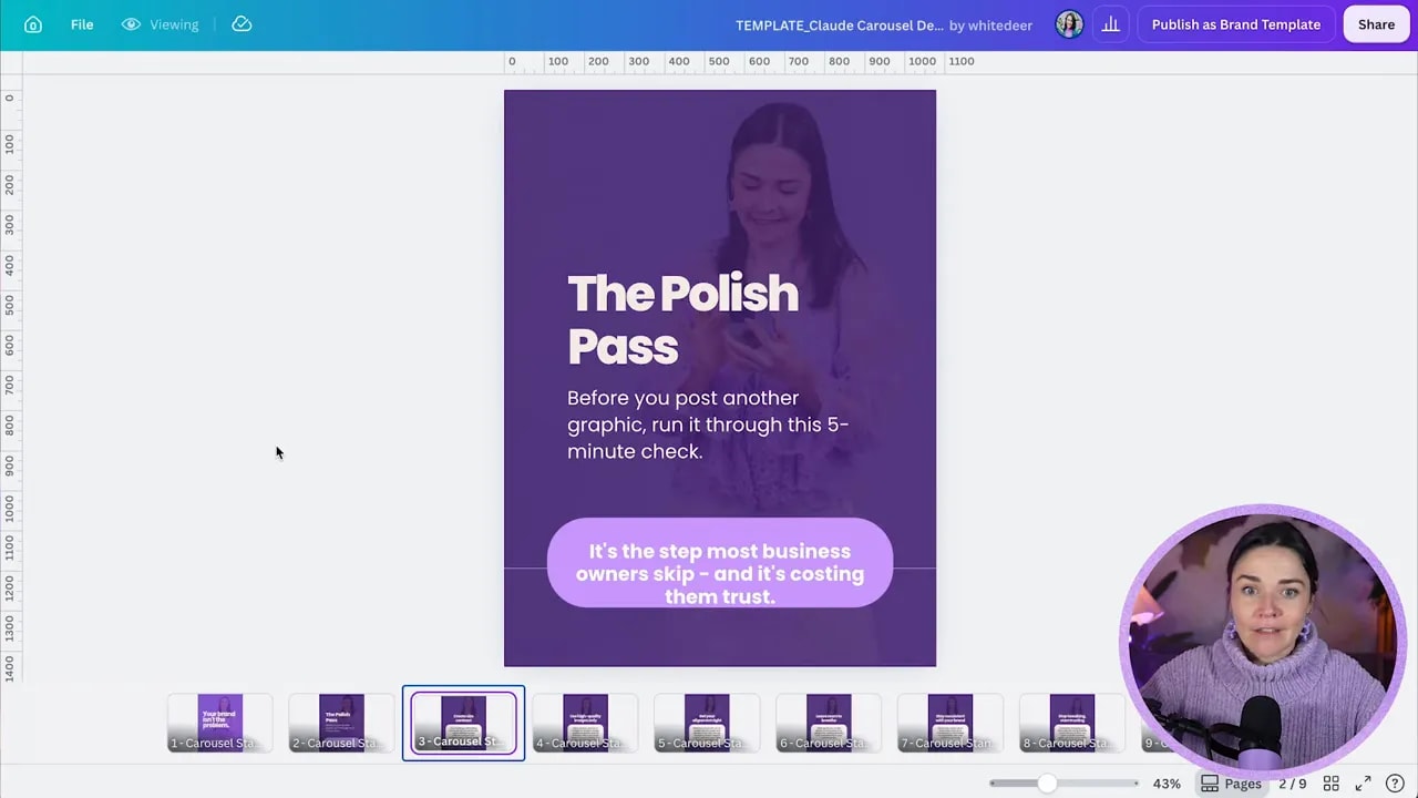 Canva carousel slide with the heading Create size contrast and a rounded text box